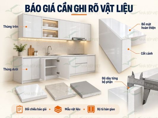 Báo giá tủ bếp nhựa cần ghi rõ những thông số nào