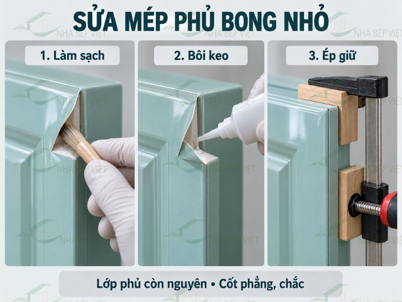 Cánh tủ bếp nhựa bị bong lớp phủ xử lý thế nào?