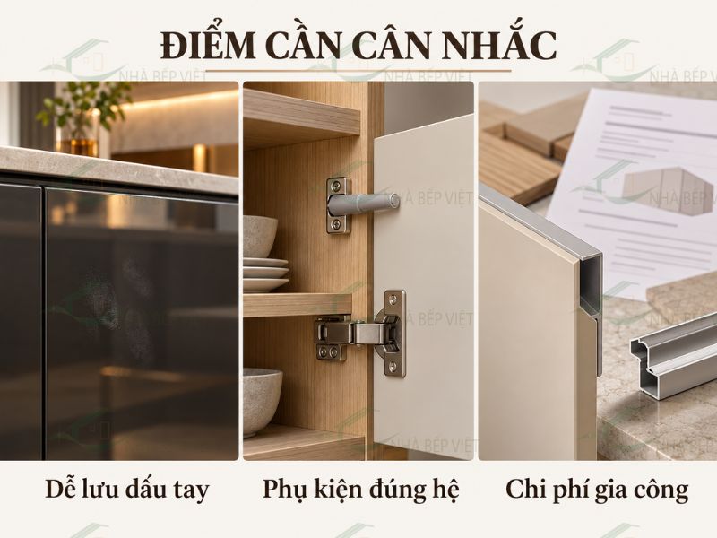 Tủ bếp không tay nắm có bất tiện gì khi sử dụng?