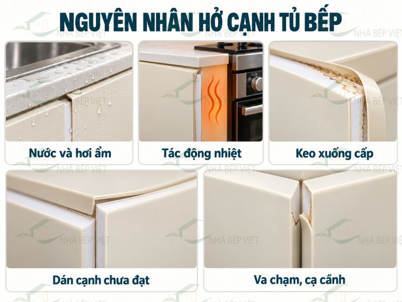 Tủ bếp nhựa bị hở cạnh có đáng lo không