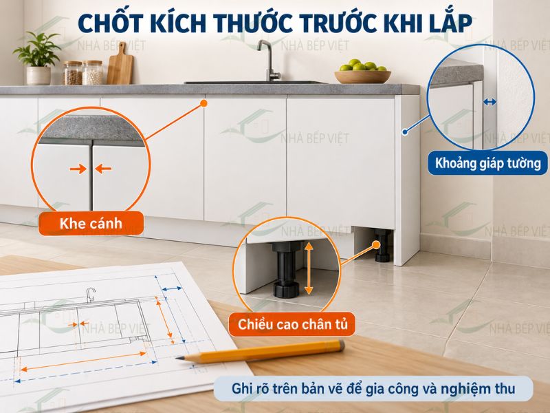 Tủ bếp nhựa cần chừa khe hở và xử lý mối nối thế nào