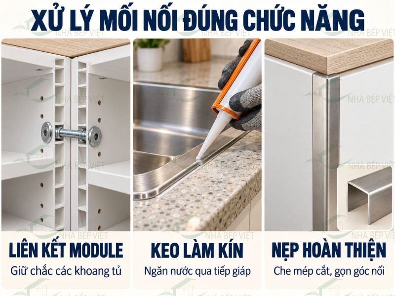 Mối nối cần liên kết chắc và hoàn thiện bằng keo hoặc nẹp đúng nhiệm vụ