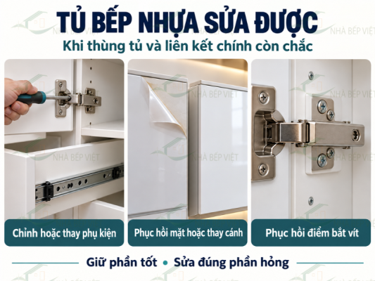 Tủ bếp nhựa có sửa được không hay phải thay module